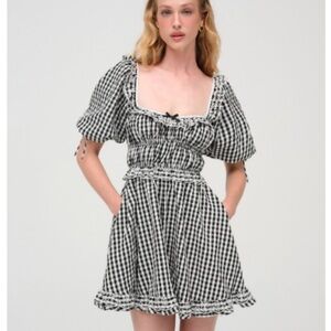For Love And Lemons Black and White Checkered Mini Dress